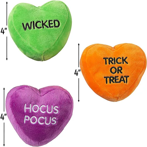 Miniatura 2 de Divertidos y únicos corazones de conversación de peluche de Halloween, 4 pulgadas (juego de 12) diseños espeluznantes surtidos para decoración