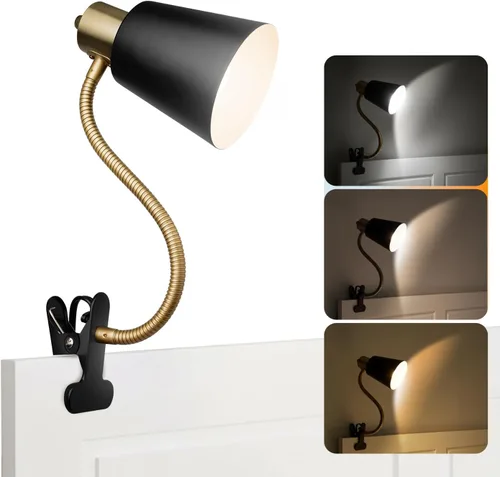 Miniatura 11 de Lámpara de escritorio Lámparas de mesa para el cuidado de los ojos, rotación de 360°, cuello de ganso con clip, luz de lectura, luz de libro