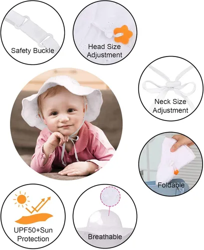 Miniatura 31 de SimpliKids Sombrero de sol para bebé de ala ancha con protección solar UPF 50+ UV Ray