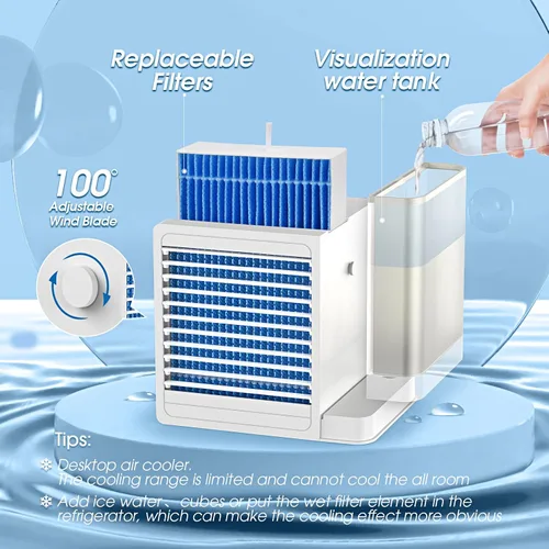 Miniatura 6 de OCROUKI Aire acondicionado portátiles mini enfriador de aire de escritorio con tanque de agua de 271fl oz alimentación por USB aire acondicionado