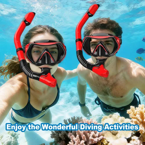 Miniatura 3 de Equipo de esnórquel para adultos, conjunto de esnórquel máscara de buceo con tubo seco superior, gafas de natación para adultos con cubierta
