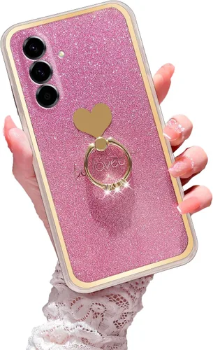 Miniatura 10 de Para Samsung Galaxy A52 5G Caso Lindas Niñas Mujeres Shell De Brillo De Lujo Con Anillo De Corazón Kickstand Cubierta Protectora A Prueba De Golpes