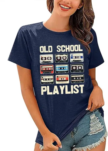 Miniatura 3 de Camiseta retro de los años 80 para mujer, cinta de casete, música de la vieja escuela, camiseta gráfica vintage, camisetas casuales sueltas