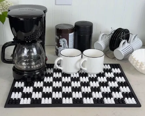 Miniatura 8 de Alfombrillas de bar para encimera con marco blanco, alfombrilla de café de silicona premium de 18x12 pulgadas, protector de almohadilla resistente