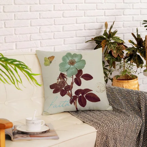 Miniatura 7 de Juego de 4 fundas de almohada decorativas de plantas verdes de 16 x 16 pulgadas, decoraciones de verano, fundas de almohada cuadradas de lino