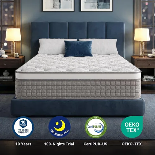 Miniatura 8 de BedsPick Colchón híbrido suave de 12 pulgadas en caja, tamaño King con espuma viscoelástica y resortes ensacados individualmente para apoyo