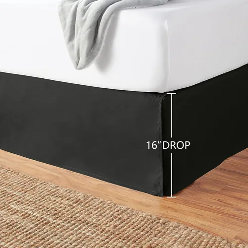 Miniatura 4 de Amazon Basics Falda de cama plisada ligera, tamaño King, color negro