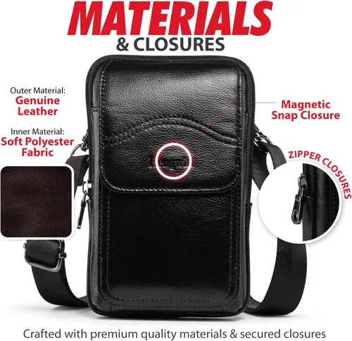 Miniatura 4 de Funda de cuero genuino para teléfono compatible con iPhone 16 Pro Max 15 Pro Max 14 Pro Max 13 Pro Max Samsung Galaxy S25 Ultra S24 Ultra Bolsa