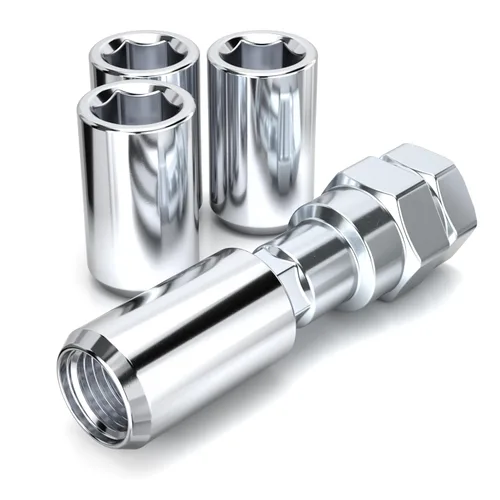 White Knight 2802-4 Tuerca de llanta de bellota cromada 7/16"-20 con llave, paquete de 4
