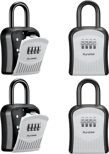 Miniatura 8 de Caja de Seguridad Puroma, Caja de Bloqueo con Combinación de Llaves, Caja de Seguridad Montada en Pared Portátil para Llaves con Código Reajustable