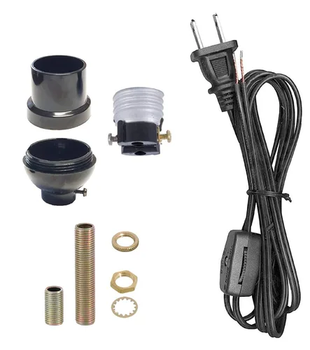 Miniatura 6 de B&P Lamp® Portalámparas de latón antiguo con juego de cables a juego y herrajes básicos