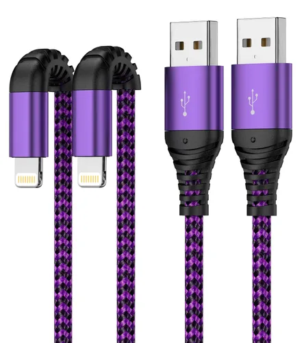 Quickeep Paquete de 2 cargadores para iPhone de 3 pies, USB A a Lightning, cable trenzado de carga rápida para iPhone 14 13 12 11 Pro Xr Xs Max 10 8