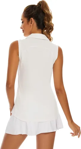 Miniatura 5 de Ivicoer Camiseta de golf para mujer, tipo polo, sin mangas, con cuello de tenis, ajuste seco, ropa atlética para mujer