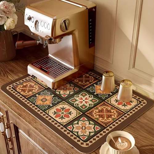Miniatura 10 de Tapete de café, tapete para secar platos, absorción de agua rápida, ocultar manchas, fácil de limpiar, accesorios de barra de café, tapetes de bar