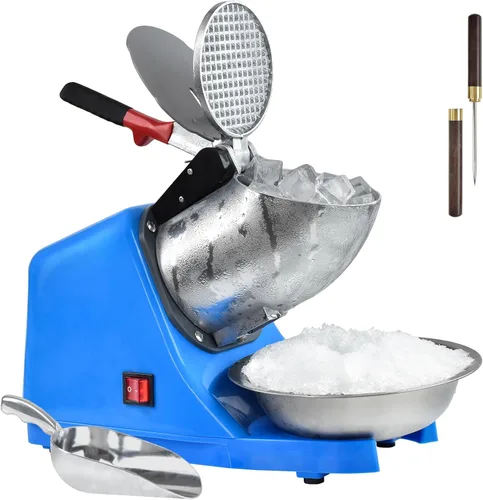 Máquina eléctrica de hielo afeitado, con picahielo y cuchara, 3 cuchillas de máquina eléctrica de cono de nieve (300 W, 2200 r/min), máquina de