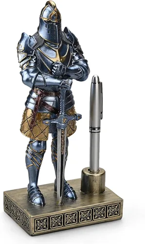 Miniatura 2 de Knight - Soporte decorativo para bolígrafos de resina, pisapapeles para escritorio, organizador de escritorio, regalos de festivales para novio, Azul