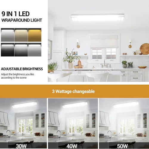 Miniatura 4 de ANTLUX Lámparas LED de 4 pies, 3000K 4000K 5000K seleccionables, 30W/40W/50W regulables, lámpara de techo de cocina de 4 pies, luces LED envolventes