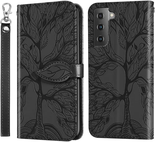 Funda para Samsung Galaxy S22, funda tipo cartera para Samsung S22, piel sintética de alta calidad con relieve, función atril, ranuras para