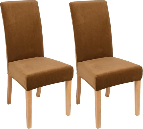 Miniatura 29 de smiry - Fundas para sillas de comedor de terciopelo elástico y suave, extraíbles, Terciopelo, Beige