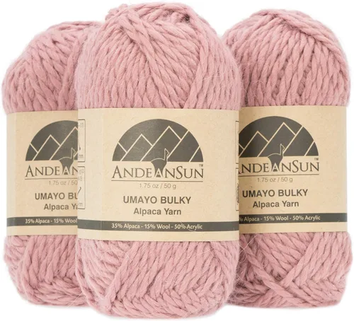Miniatura 16 de (3 madejas pequeñas y hermosas) Mezcla de hilo de alpaca Umayo [165 yardas en total] Rojo, #5 voluminoso