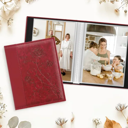 Miniatura 3 de Artmag Álbum de fotos de 5 x 7 pulgadas, páginas transparentes, con bolsillos, cubierta de piel, deslizante, libro de fotos, con capacidad para 50