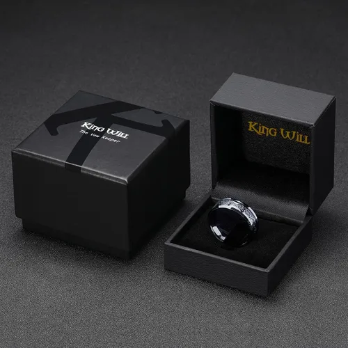 Miniatura 6 de King Will DRAGON - Anillo de carburo de tungsteno para hombre, 0.315 in0.236 in0.197 in, rojoverde, fibra de carbono, negro, dragón celta, ajuste