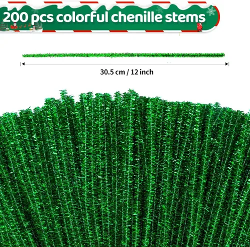 Miniatura 2 de Eppingwin 200 piezas Limpiapipas, Limpiapipas Verde Brillante Suministros para Manualidades, Tallos de Chenilla para Proyectos de Artes y Verde