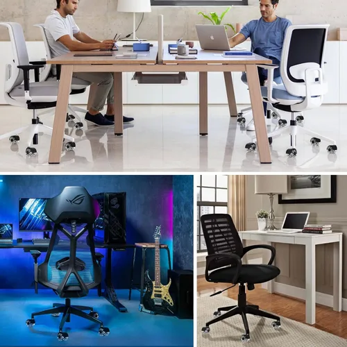 Miniatura 8 de Ruedas para sillas de oficina, protección para suelos de madera dura y alfombras, ruedas silenciosas resistentes para sillas de computadora
