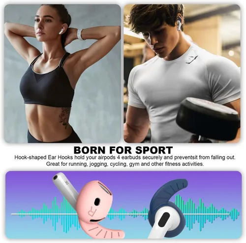 Miniatura 5 de 5 pares de ganchos para las orejas para auriculares AirPods 4, funda deportiva antideslizante para las orejas AirPod 4, silicona suave, accesorios