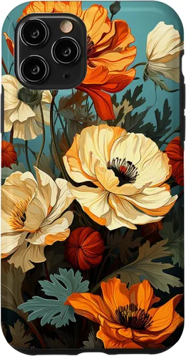 Miniatura 28 de Funda de flores mexicanas para iPhone 12 Pro Max Marigold Flower and Teal Aqua Blue Cyan