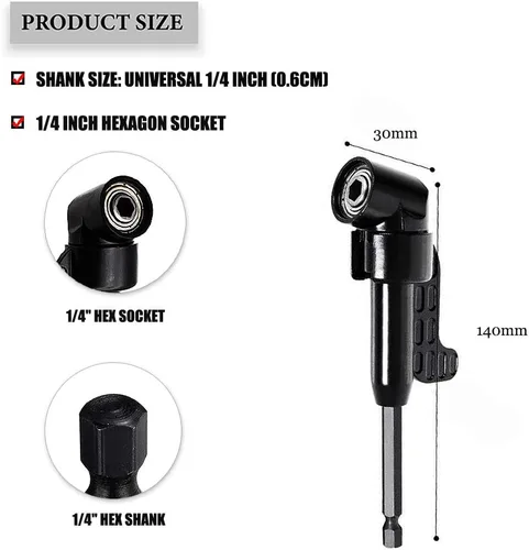 Miniatura 4 de Extensión de broca 3 unids universal de 14 pulgadas vástago hexagonal de liberación rápida kit de soporte de taladro magnético+105 grados de ángulo