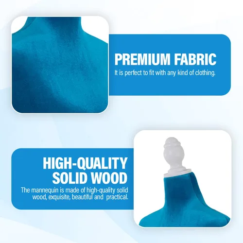 Miniatura 3 de FDW Maniquí femenino con forma de vestido de cuerpo, maniquí de costura, maniquí de torso con base de trípode, maniquí ajustable para coser ropa Azul