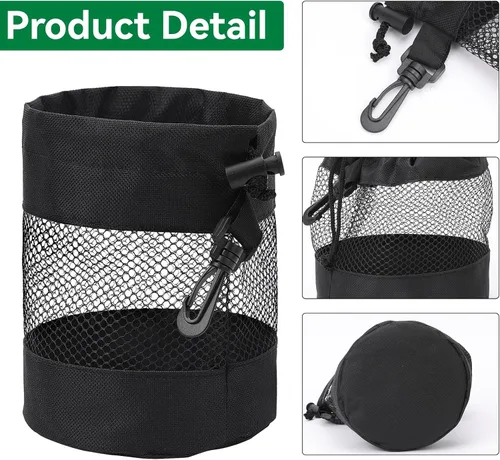 Miniatura 3 de JJUNW 2 bolsas de almacenamiento para pelotas de golf, bolsas de malla de nailon para pelotas de golf, bolsa de golf, organizador de bolsas de golf