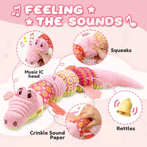 Miniatura 3 de AWOTOY Juguetes para bebés de 0 a 12 meses, juguetes musicales de peluche suaves con arrugado multisensorial, sonajero y texturas, juguetes