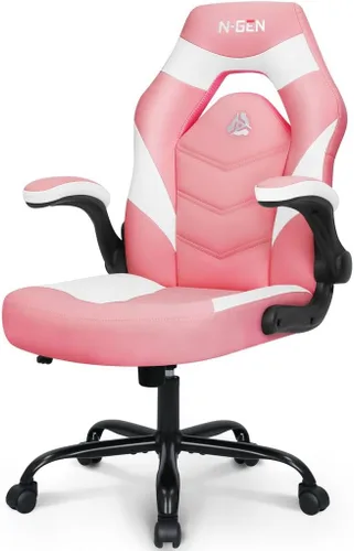 Miniatura 11 de N-GEN GAMING Silla de escritorio para videojuegos ergonómica con soporte lumbar, altura ajustable, brazos abatibles y ruedas giratorias con diseño