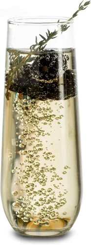 Libbey copa de 8.5 oz. Copa de champagne sin pie, juego de 12 unidades, Claro, Transparente Flauta sin tallo 12