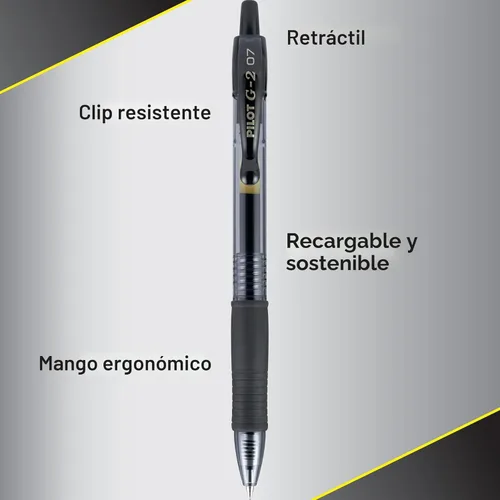 Miniatura 5 de Pilot G2 - Bolígrafos de gel de alta calidad de 0.7, punta fina para escritura suave, color negro, paquete de 12