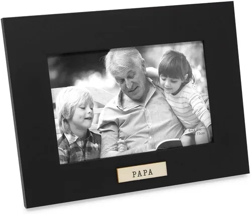 Isaac Jacobs Marco de fotos de madera de 4 x 6 pulgadas, marco de fotos de recuerdo horizontal con caballete y pestañas para colgar para mesa,