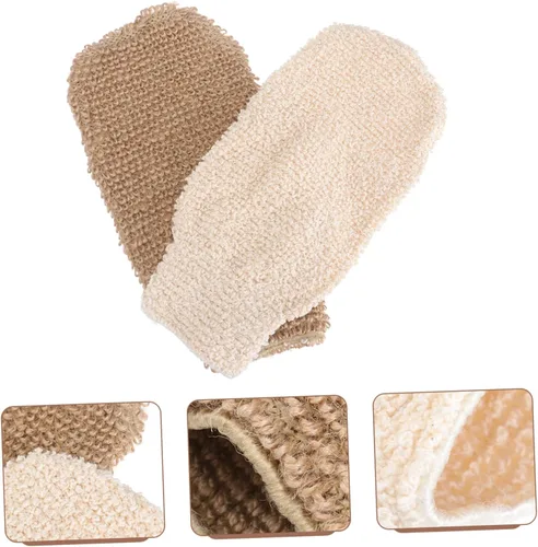 Miniatura 5 de FRCOLOR Guantes de baño exfoliantes, 2 unidades, guantes de lufa, exfoliantes, tejido para baño, toallas de limpieza para la espalda, 2 uds