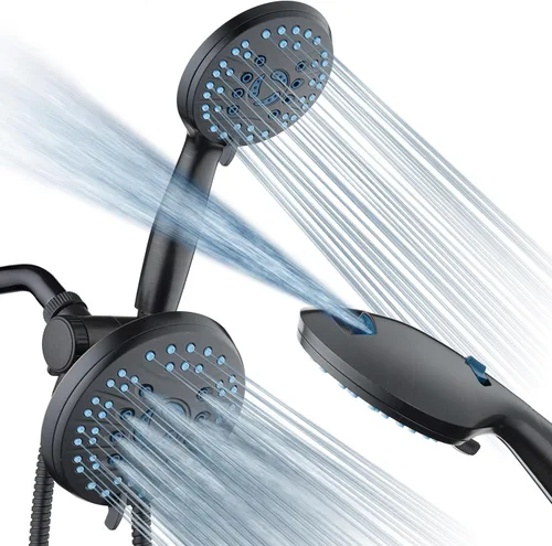 Hotel Spa AquaCare Visto-En-TV Cabezal de regadera de mano y lluvia de alta presión de 50 modos de 3 vías con jets anti-obstrucción, modo de 2 tubos
