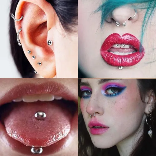 Miniatura 2 de LOYAL BOOK Kit de 104 piezas de Piercing 14G16G Kit de Piercing para todos los piercings (color acero inoxidable)