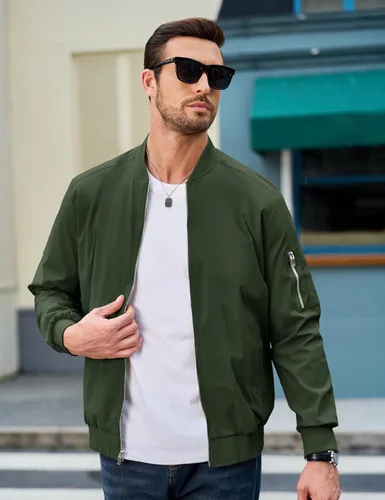 Miniatura 3 de MAGCOMSEN Chaqueta para hombre, ligera, cortavientos, chaqueta bomber resistente al viento, chaqueta casual con cremallera, abrigos ropa exterior
