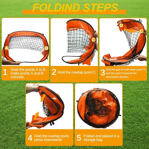 Miniatura 7 de EVERRUSH Porterías de Fútbol Desplegables con Redes para Patio Trasero Playa Entrenamiento de Fútbol Mini Portátil Plegable Ligera