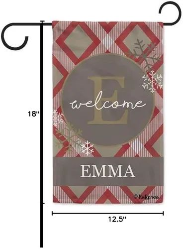 Miniatura 3 de Welcome Style Initial Garden Flag Snowflake Decor Customized Your Last Name 12.5X18 Inch Print Double Sided