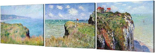 Miniatura 28 de Pinturas clásicas mundiales de Claude Monet Impresión giclée sobre lienzo alargado, pieza de galería para colgar y decorar el hogar, The CliffWalk
