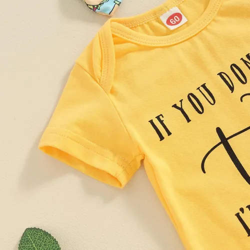 Miniatura 118 de Sejardin Ropa de verano para bebé y niña, recién nacida, manga corta, con letras, mameluco elástico con diadema