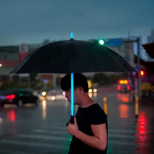 Miniatura 7 de Paraguas con diseño de espada láser Bestkee luz LED de 7 colores empuñadura integrada en la parte inferior