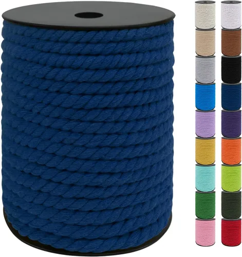 Miniatura 51 de JeogYong Cordón de macramé de 8mm, cuerda de lana de macramé de algodón natural de 131 pies, cordón de algodón trenzado de 3 hebras, hilo de macramé