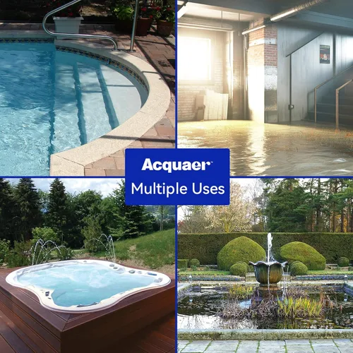 Miniatura 7 de Acquaer Bomba de sumidero automática de 1/2 HP, bomba de agua sumergible de 2450 GPH con adaptador de válvula de retención de manguera de jardín