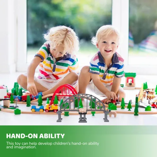 Miniatura 9 de Gadpiparty Puente de madera de la pista del tren accesorio de juguete para los niños creativo puente de tren ligero para construir diferentes